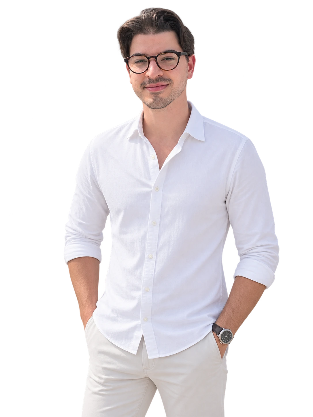 Felipe Borges wearing glasses and a white shirt.